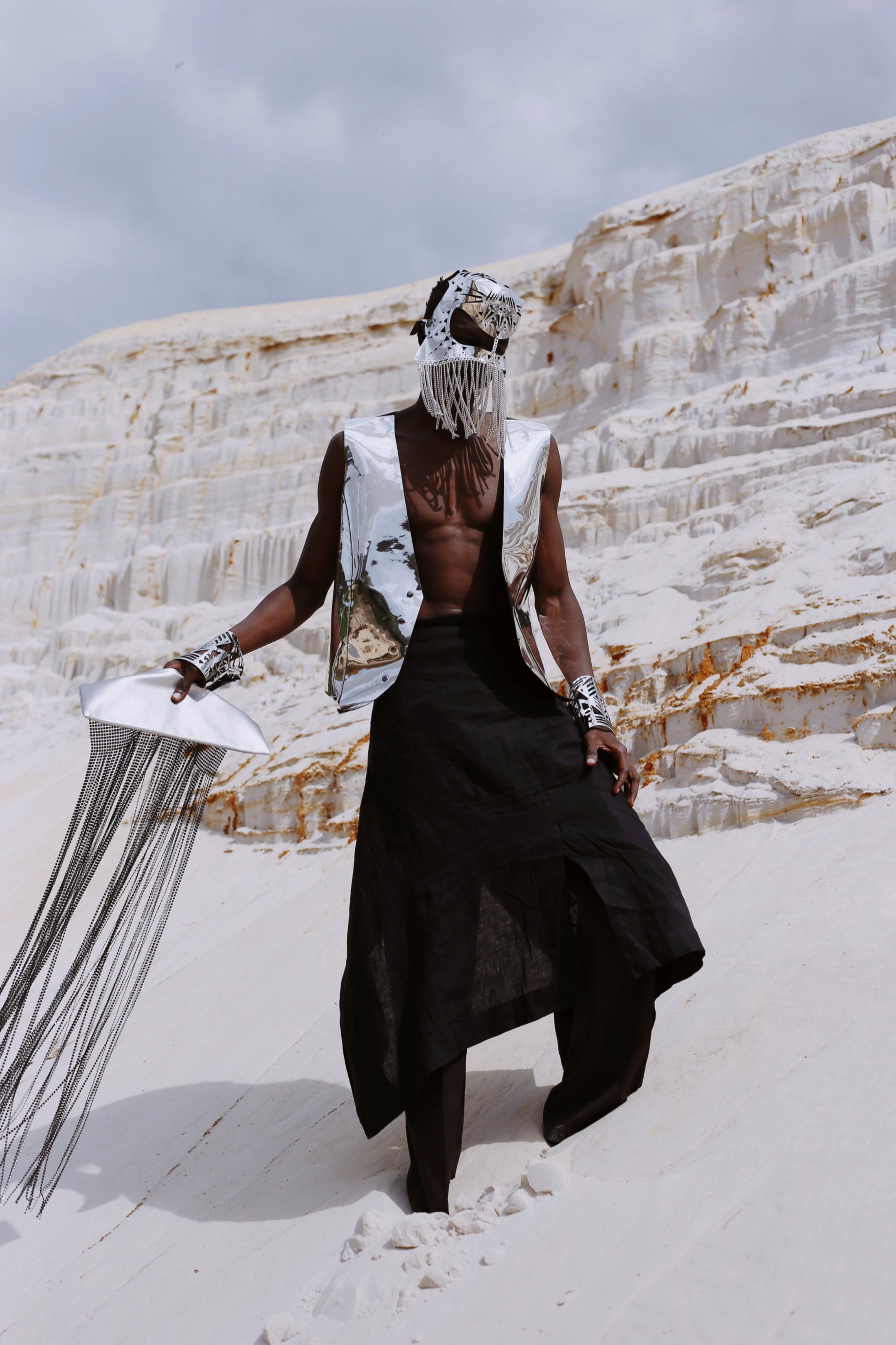 Set / Mask, Vest, Cuffs / SILVER