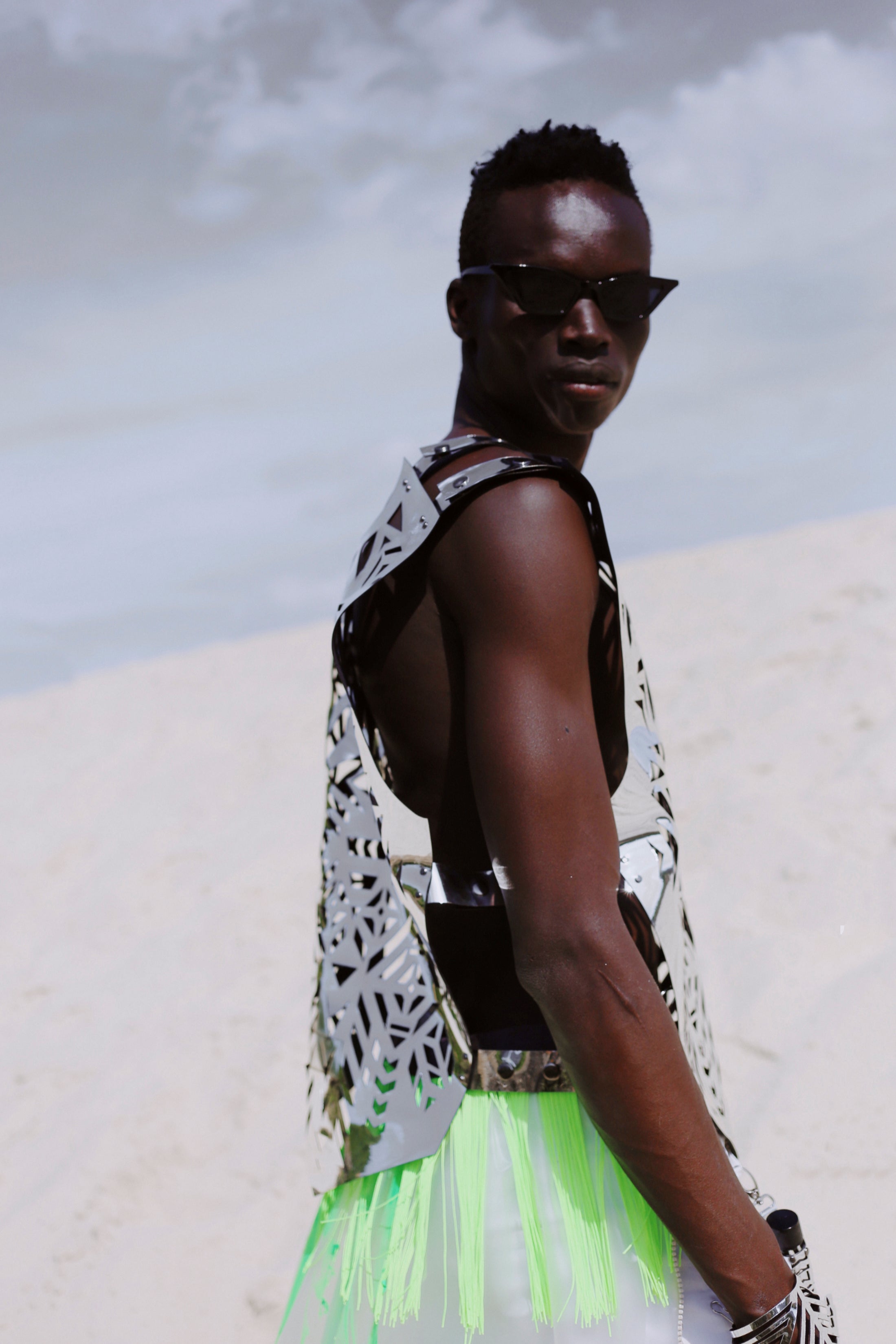 Mirror leather vest