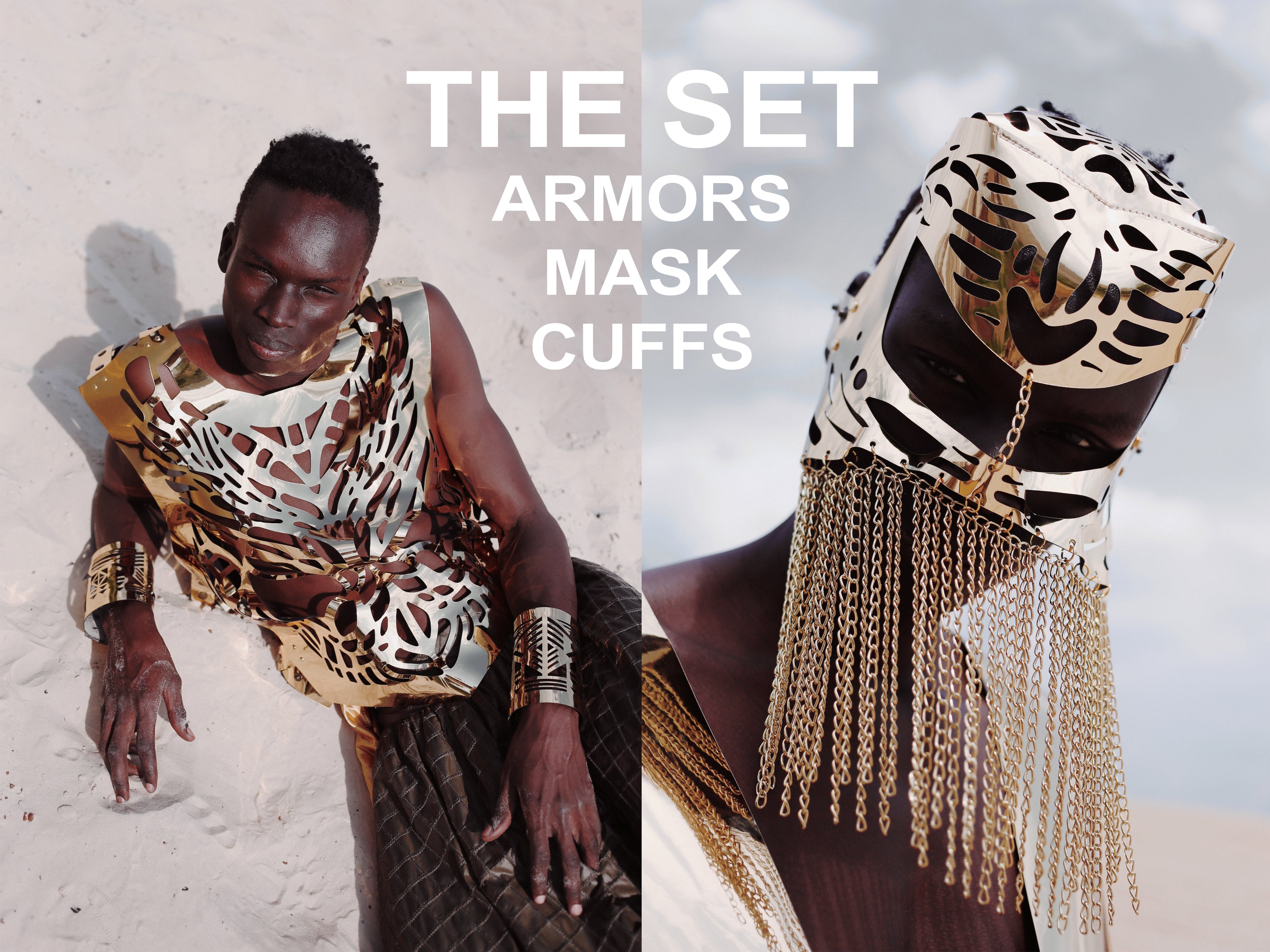 Set / Mask, Vest, Cuffs / SILVER