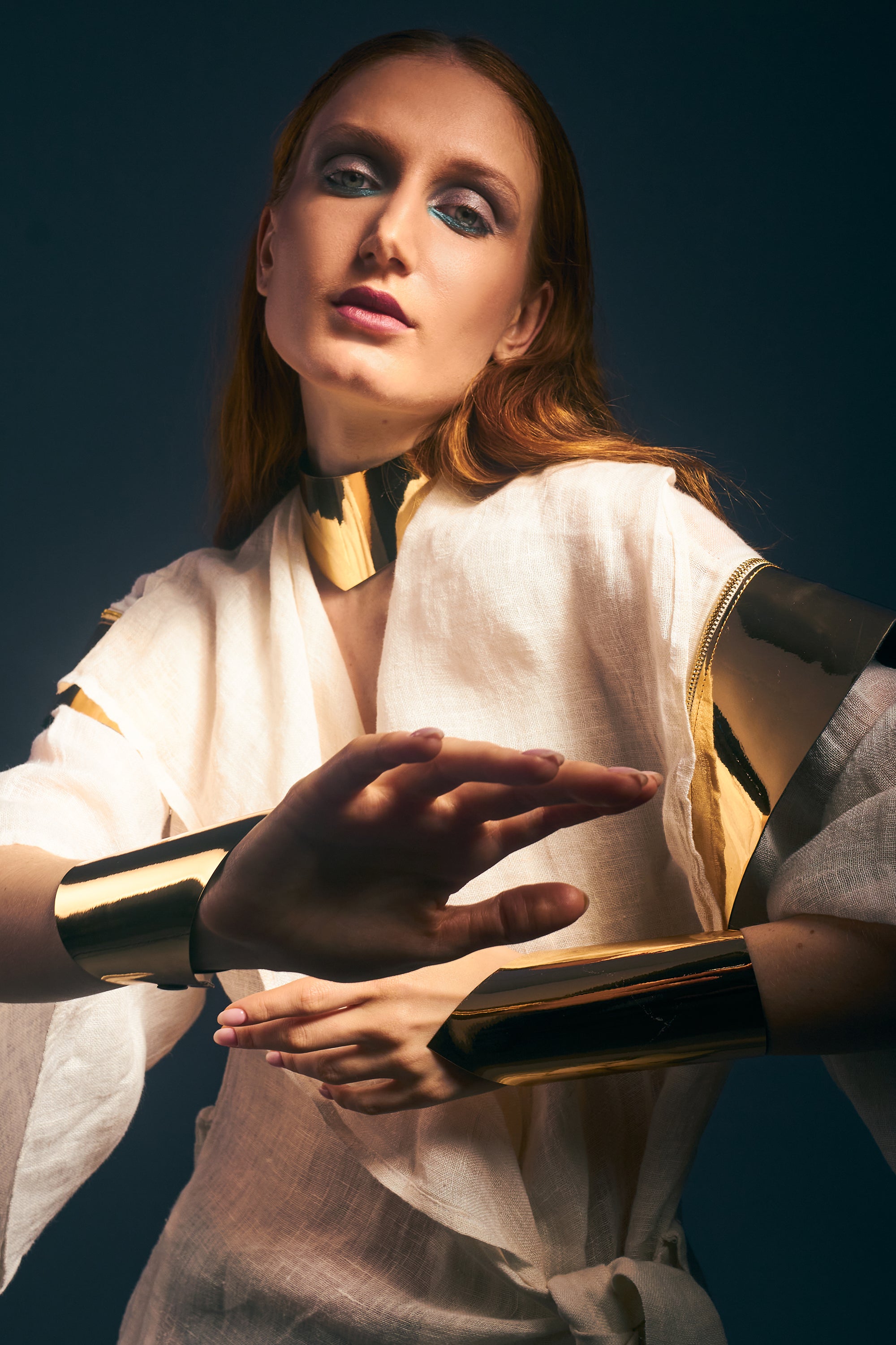 Mirror leather bracelets / GOLD