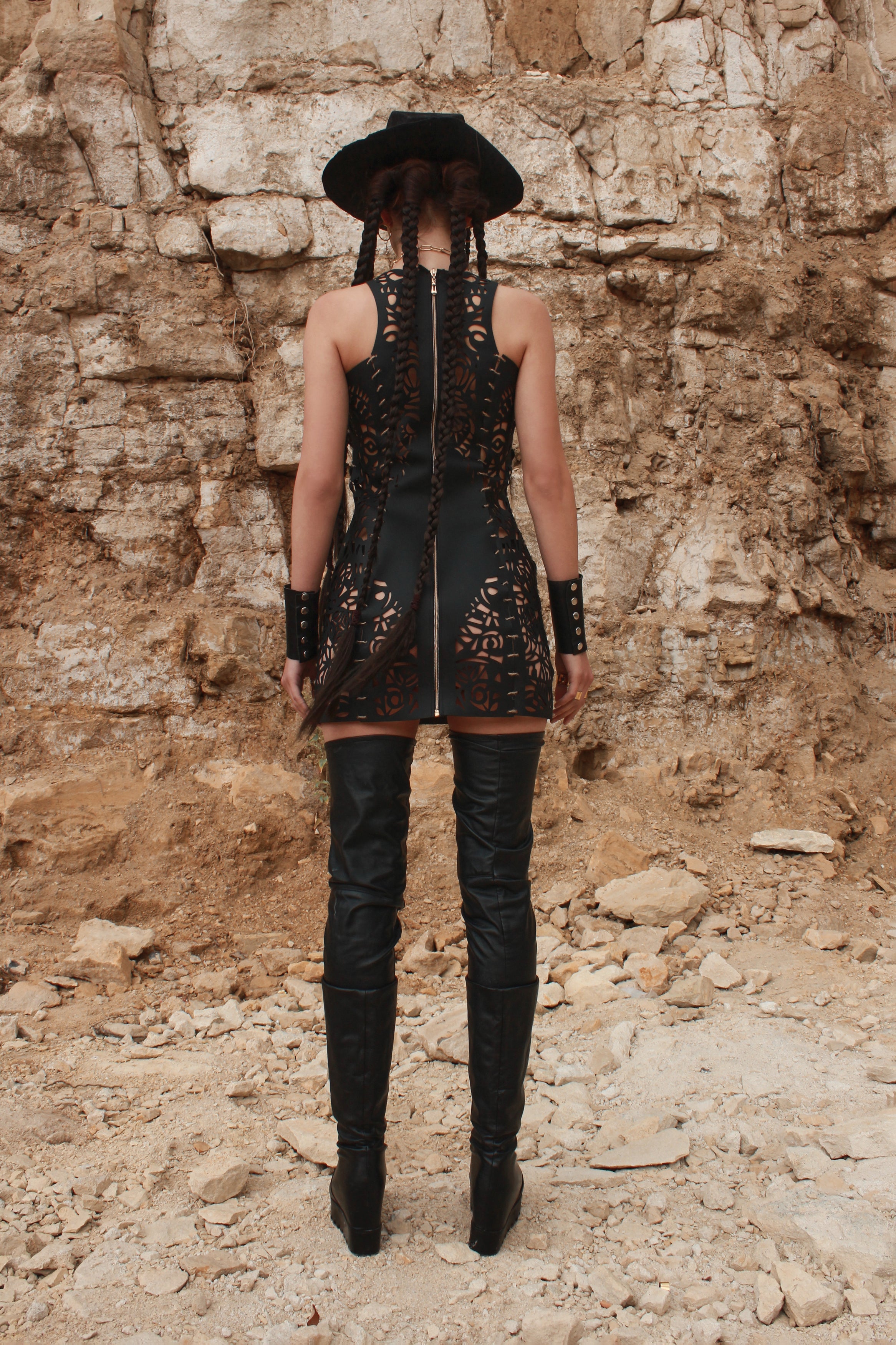 Carved Eco-leather dress
