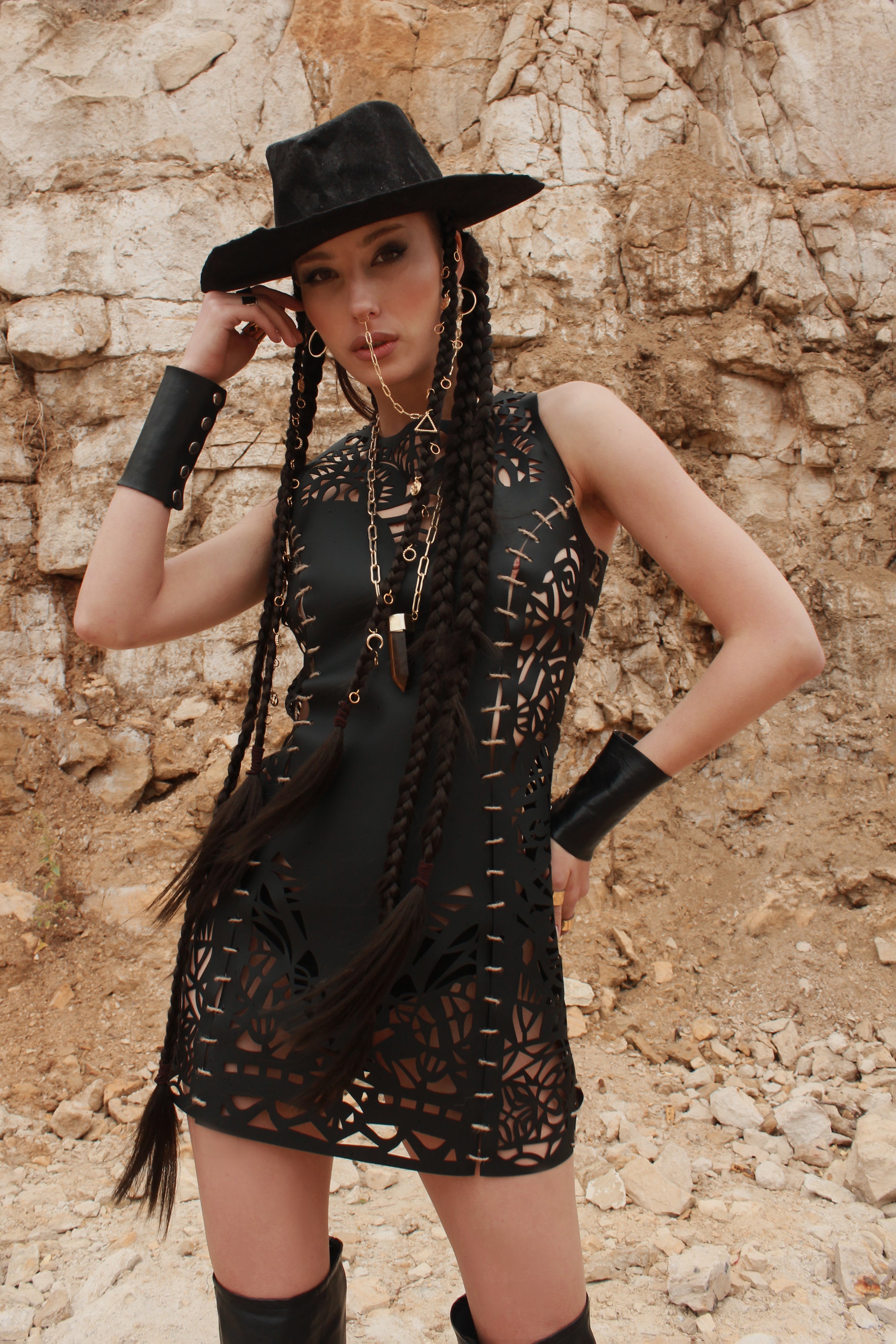 Carved Eco-leather dress