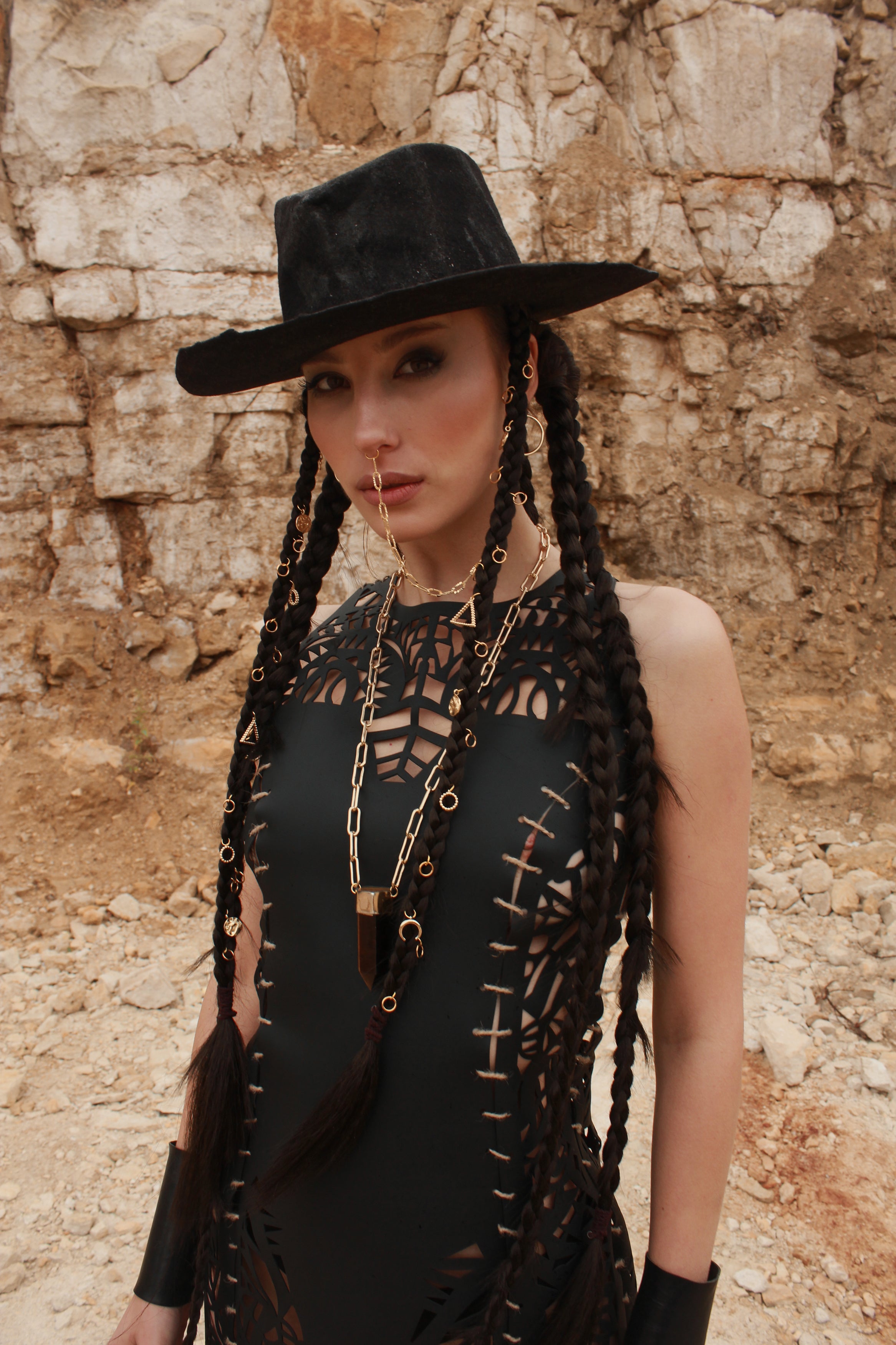 Carved Eco-leather dress