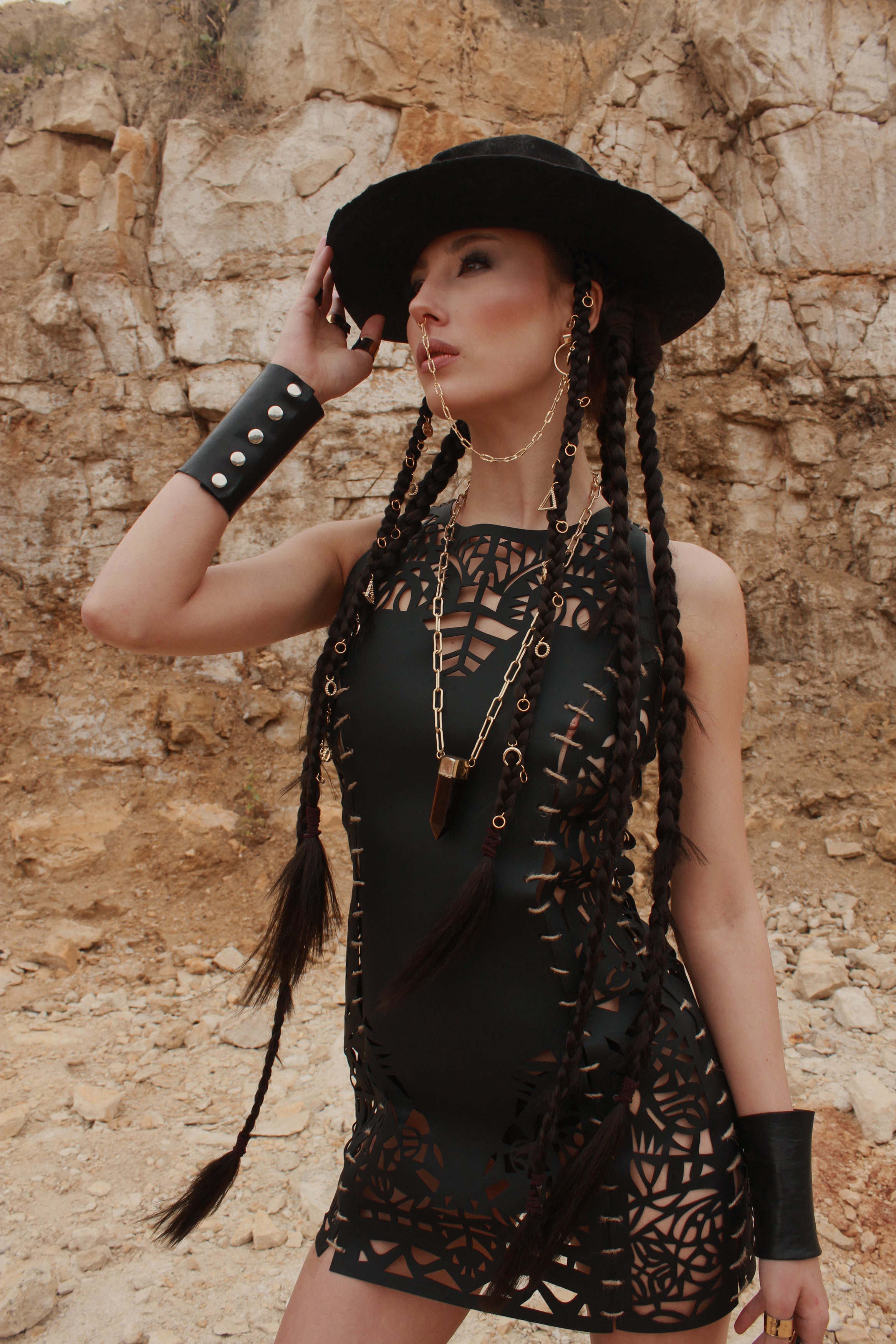 Carved Eco-leather dress