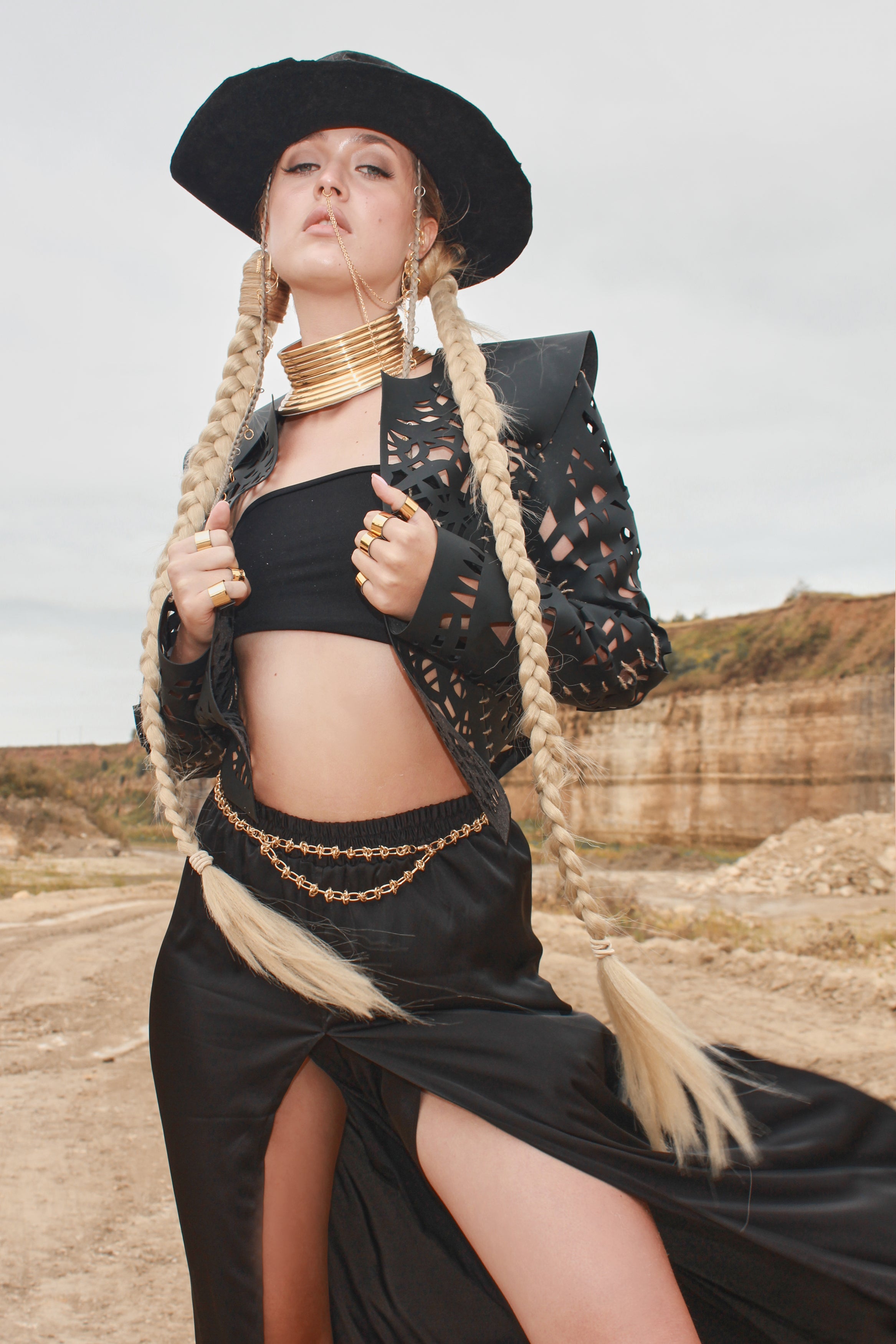 Carved Faux Leather Jacket