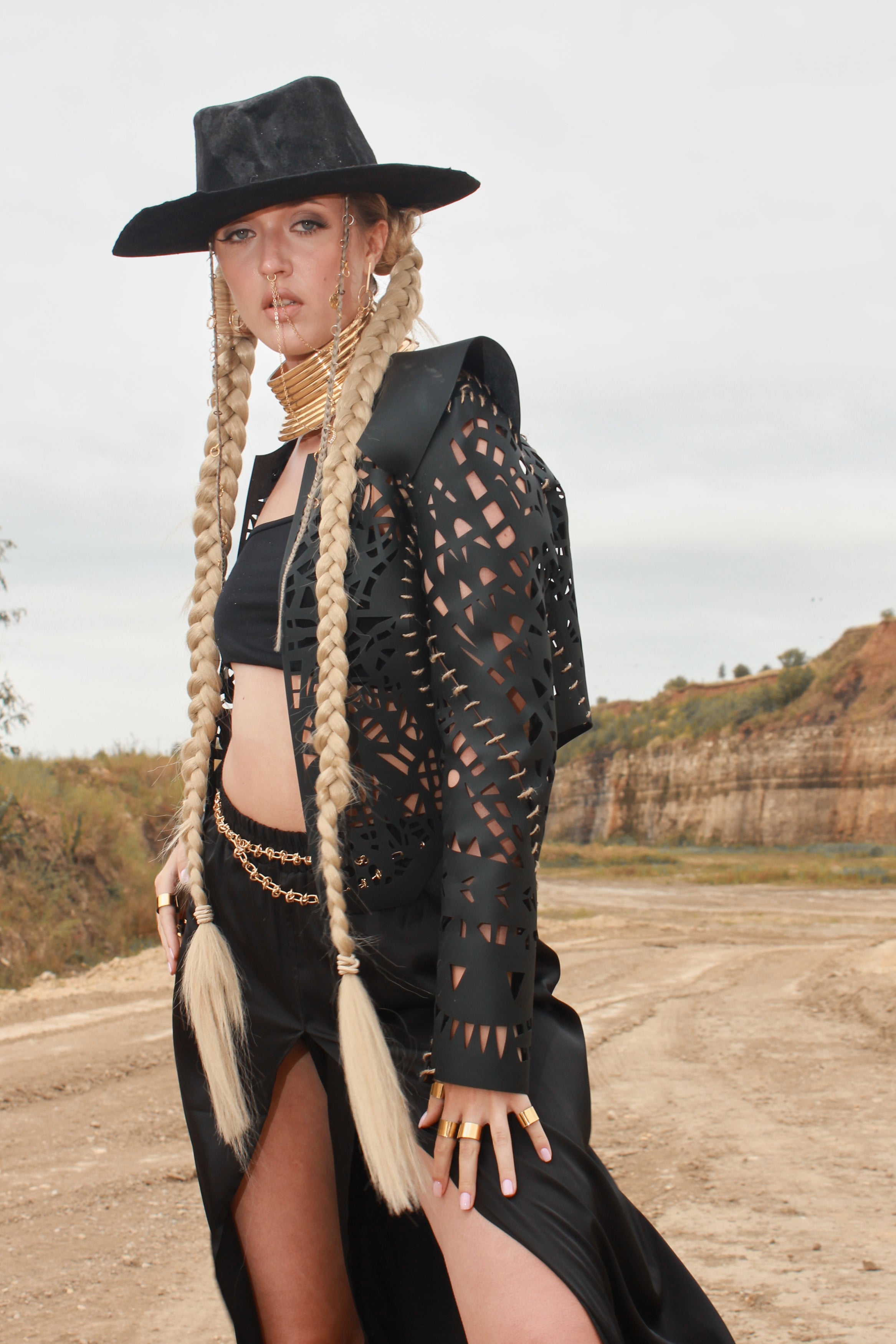 Carved Faux Leather Jacket