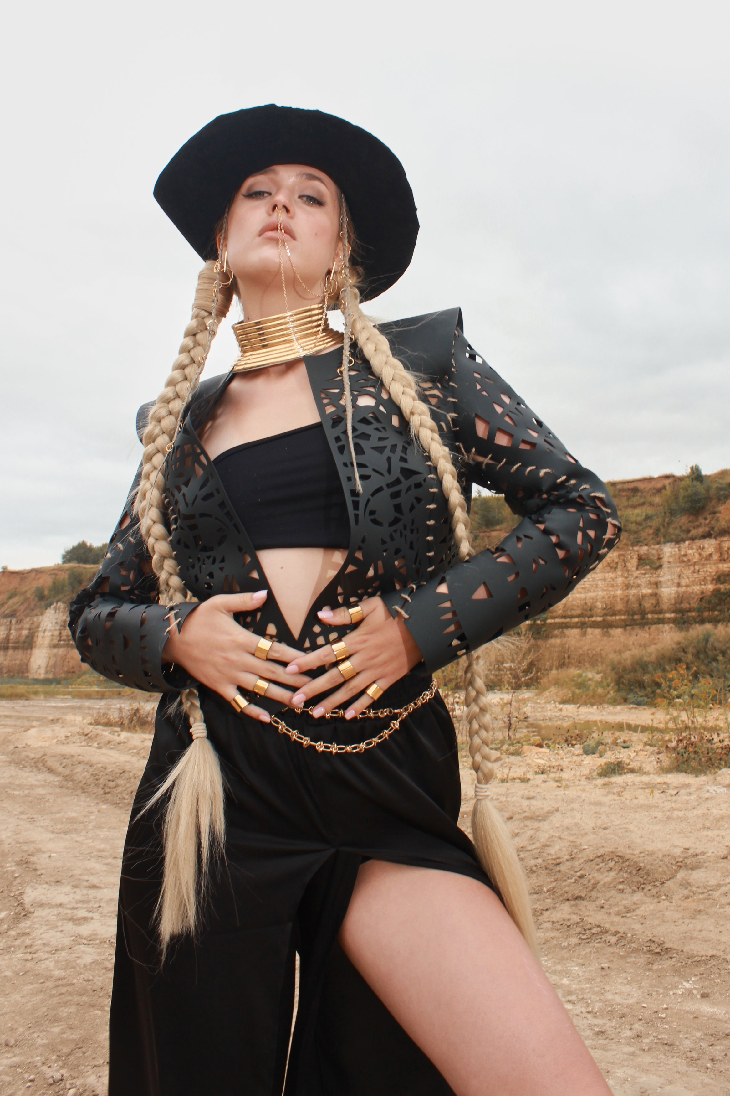 Carved Faux Leather Jacket