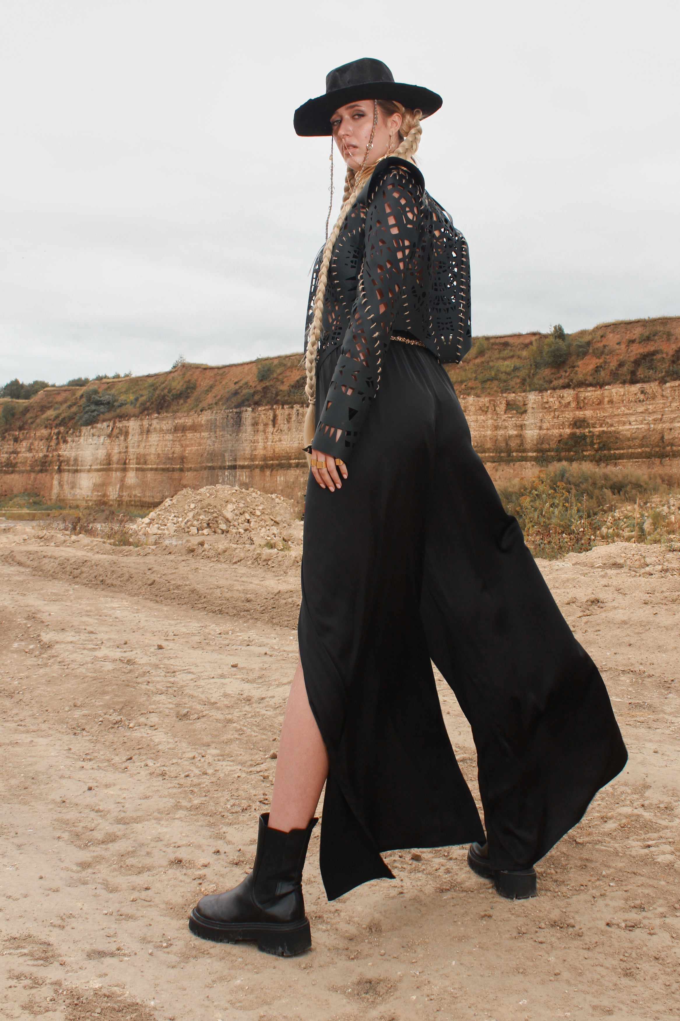 Carved Faux Leather Jacket