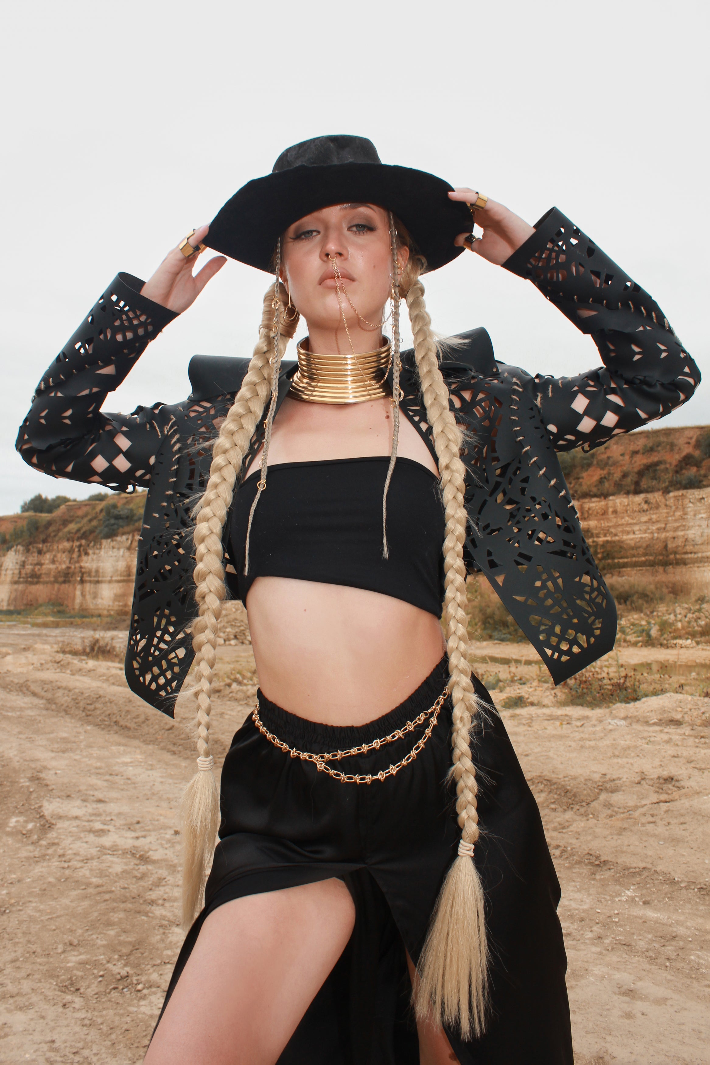 Carved Faux Leather Jacket