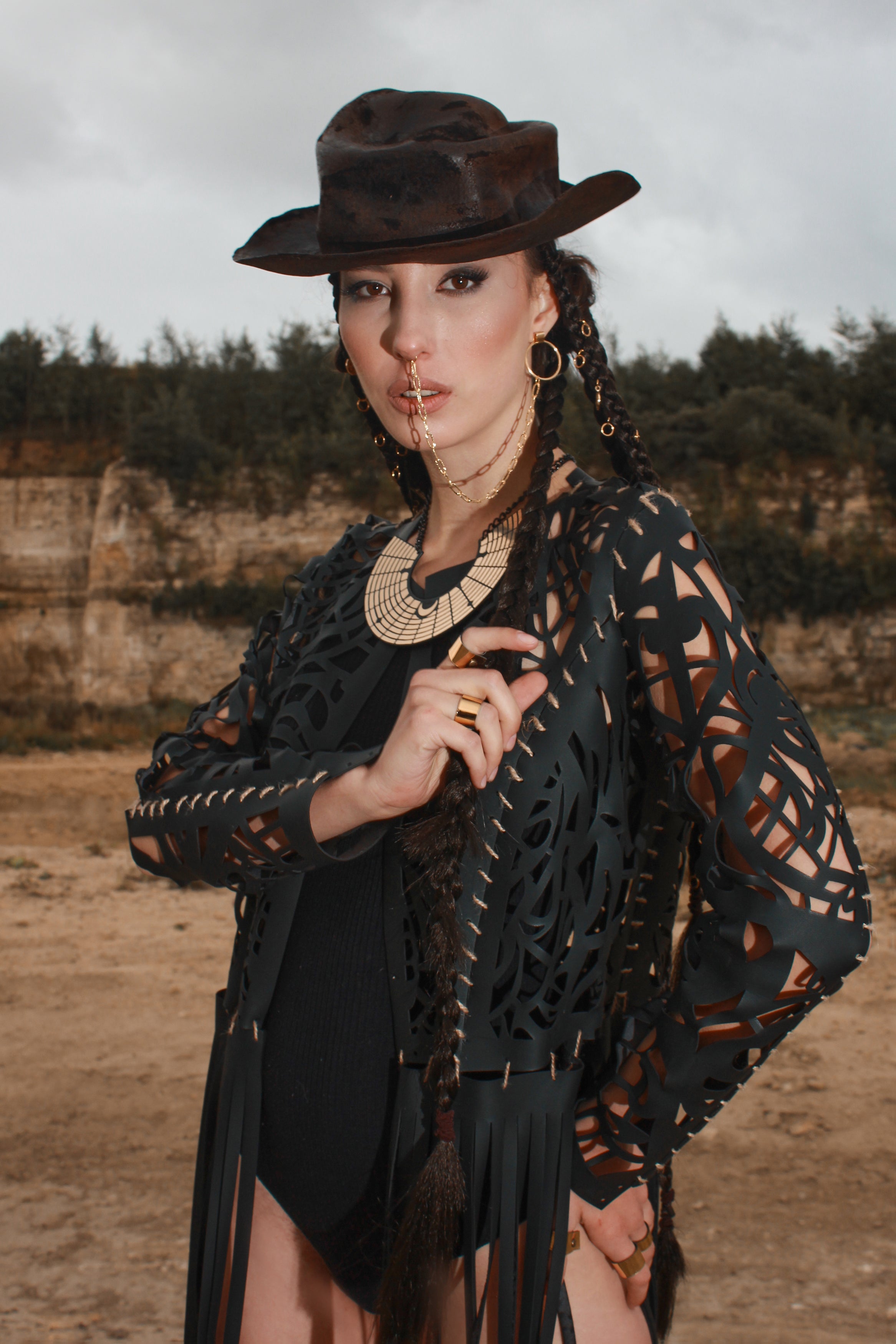 Carved Jacket with fringe