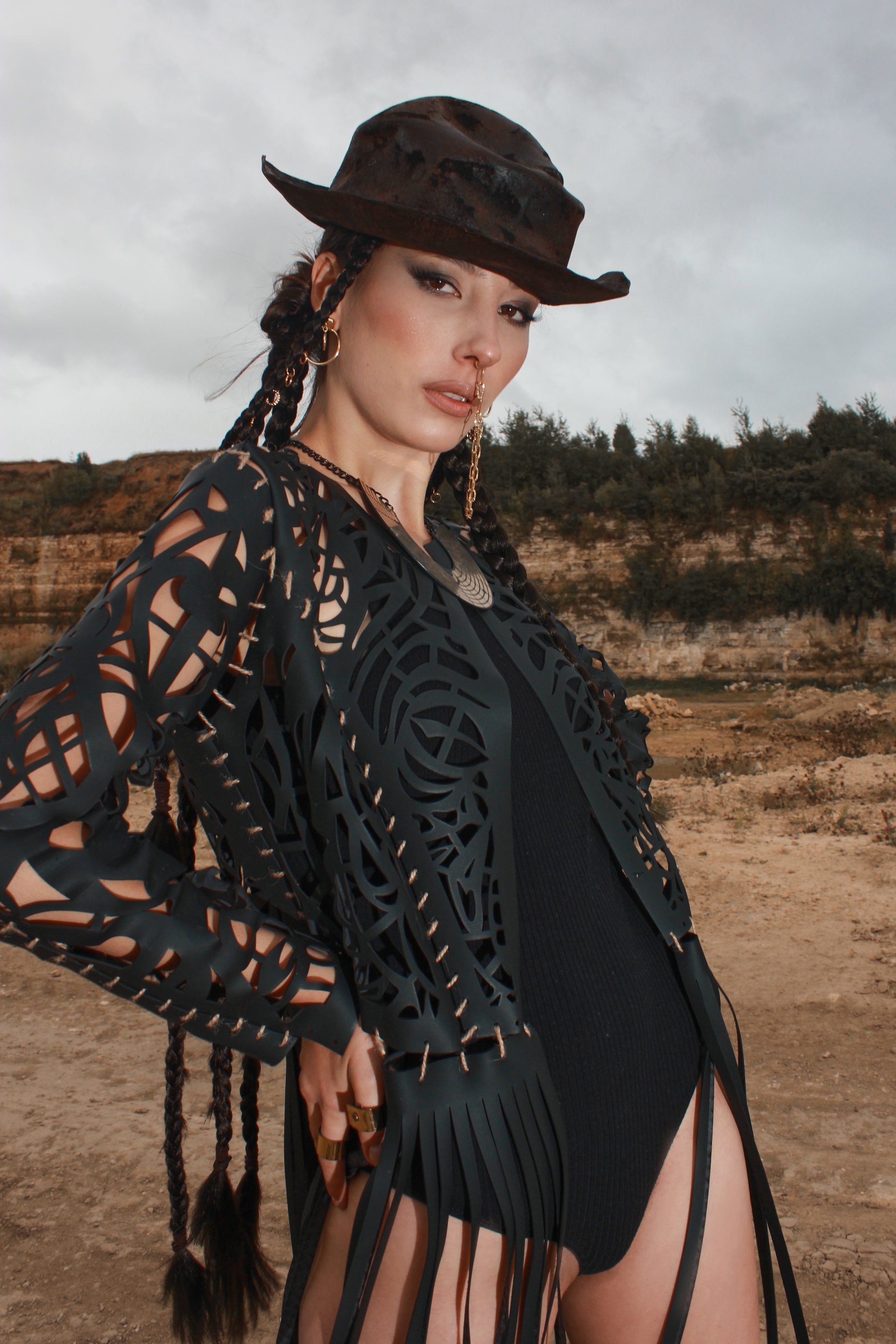 Carved Jacket with fringe