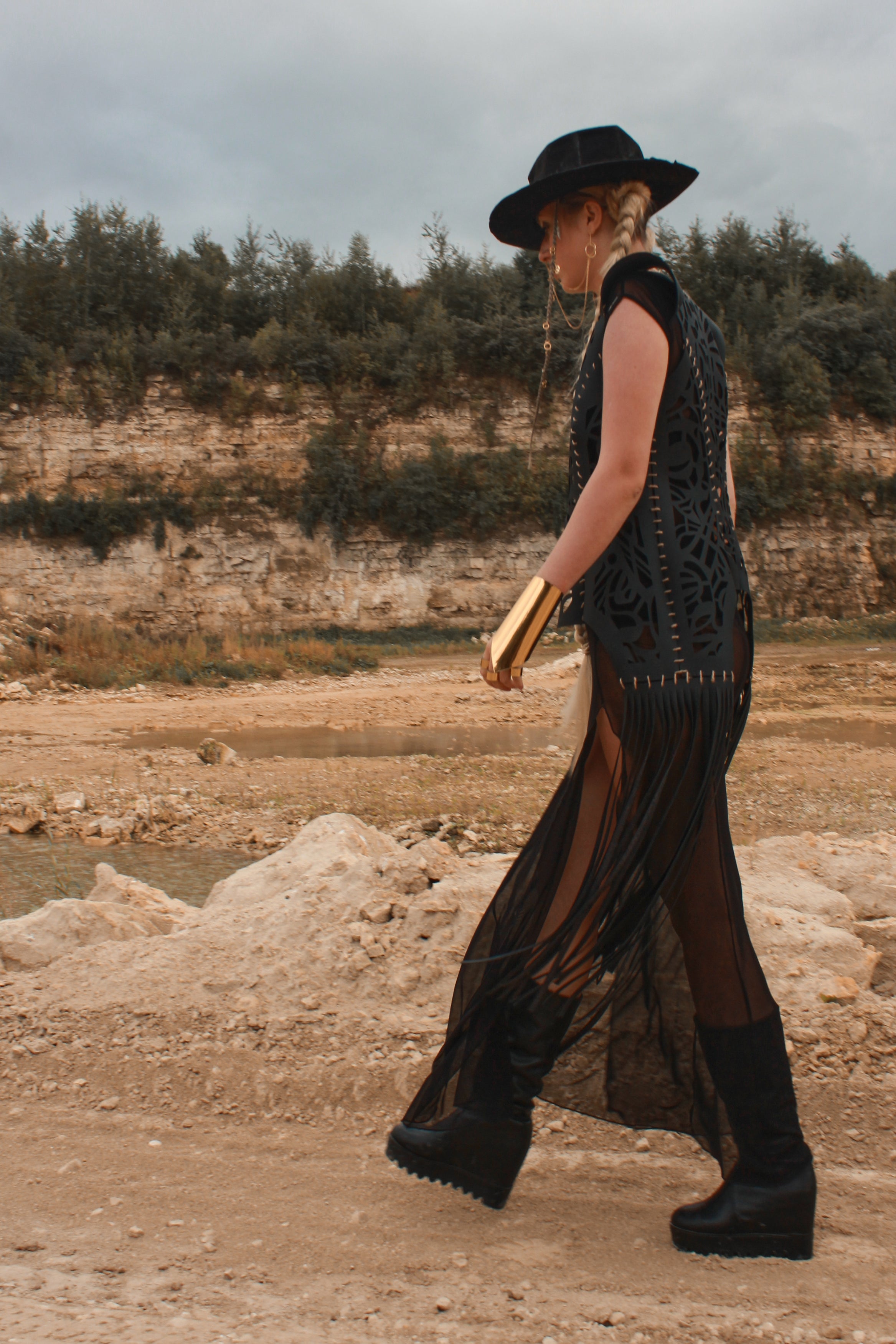 Carved eco-leather vest