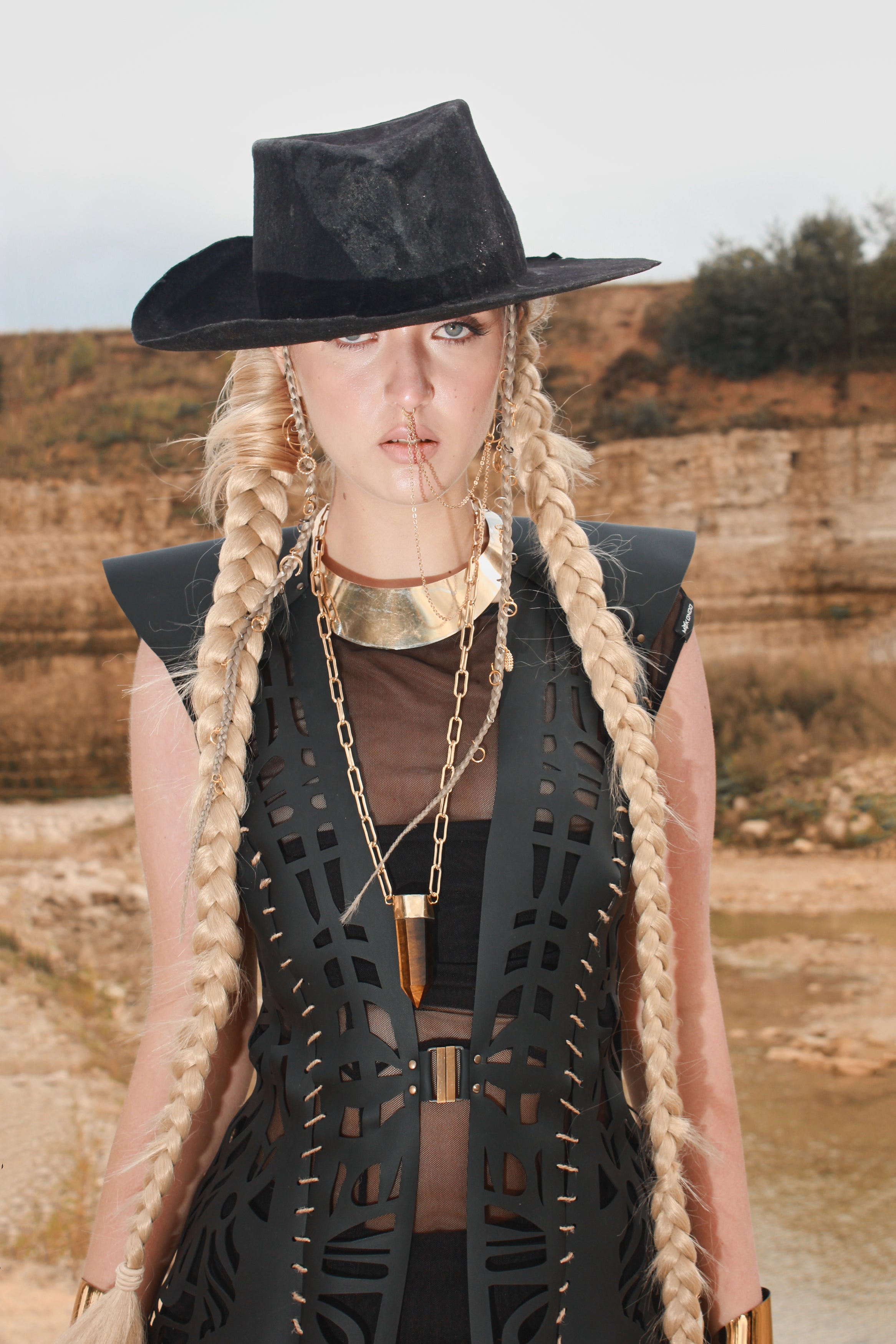 Carved eco-leather vest
