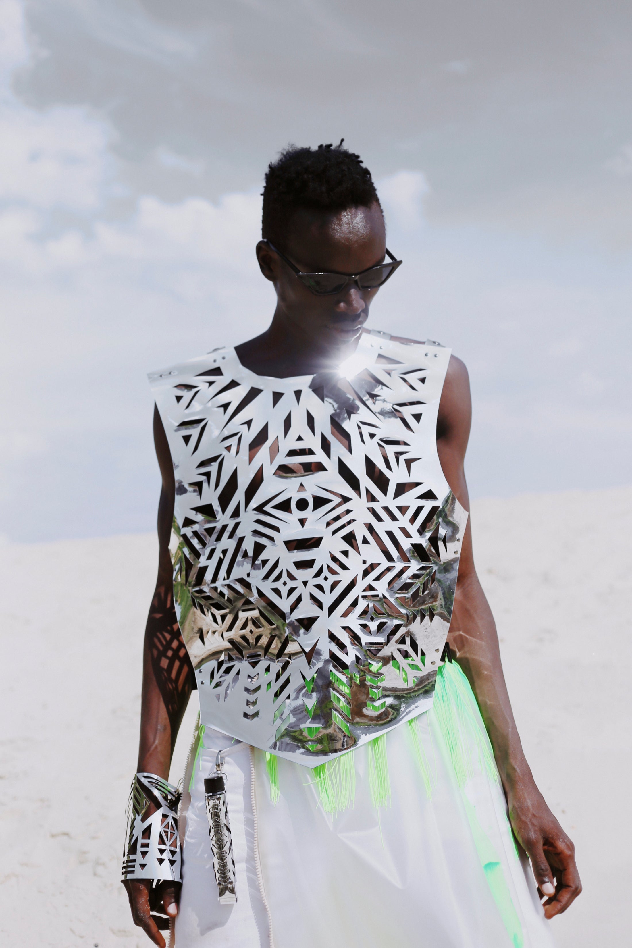 Mirror leather vest