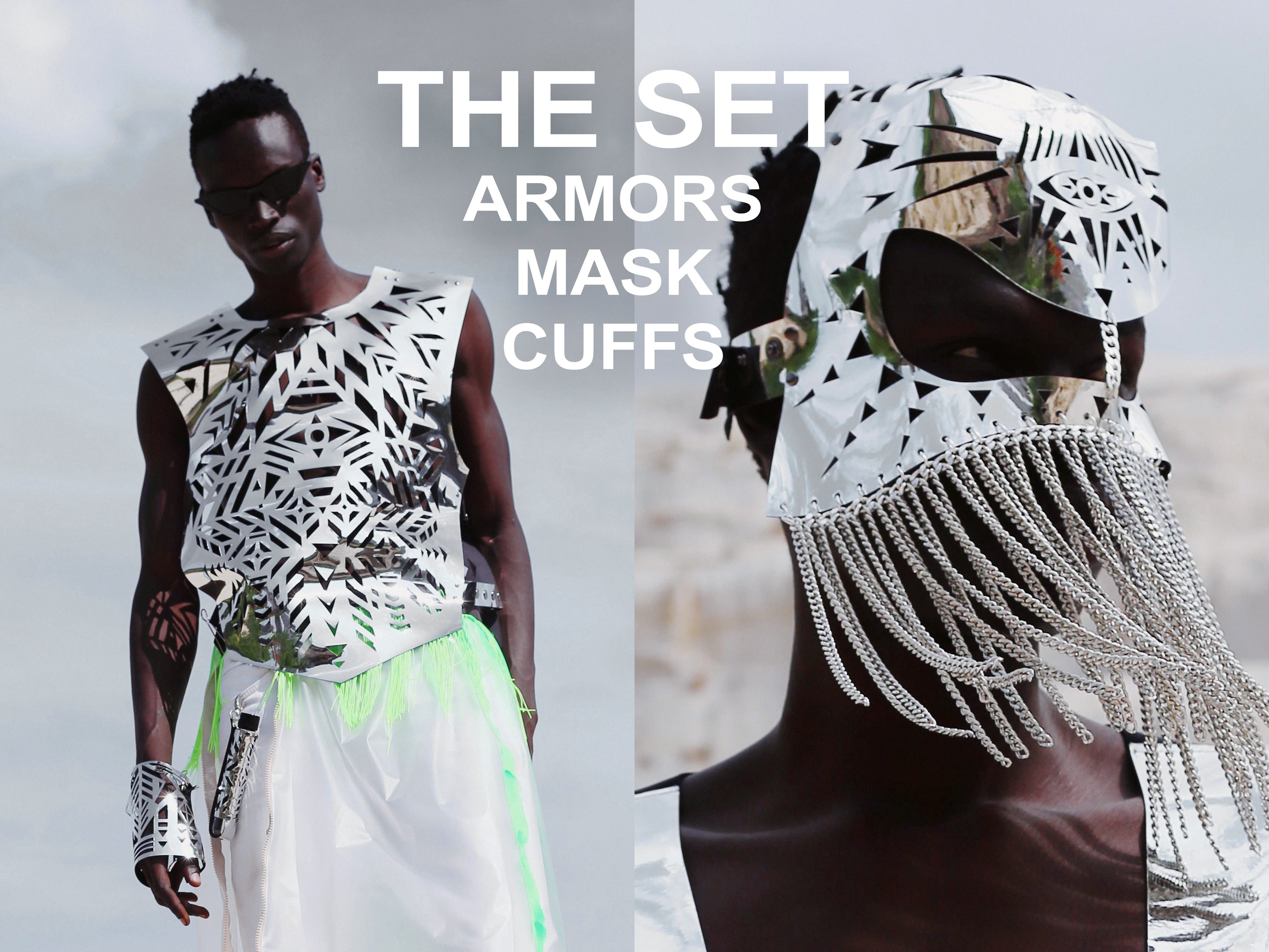Set / Mask, Vest, Cuffs / SILVER
