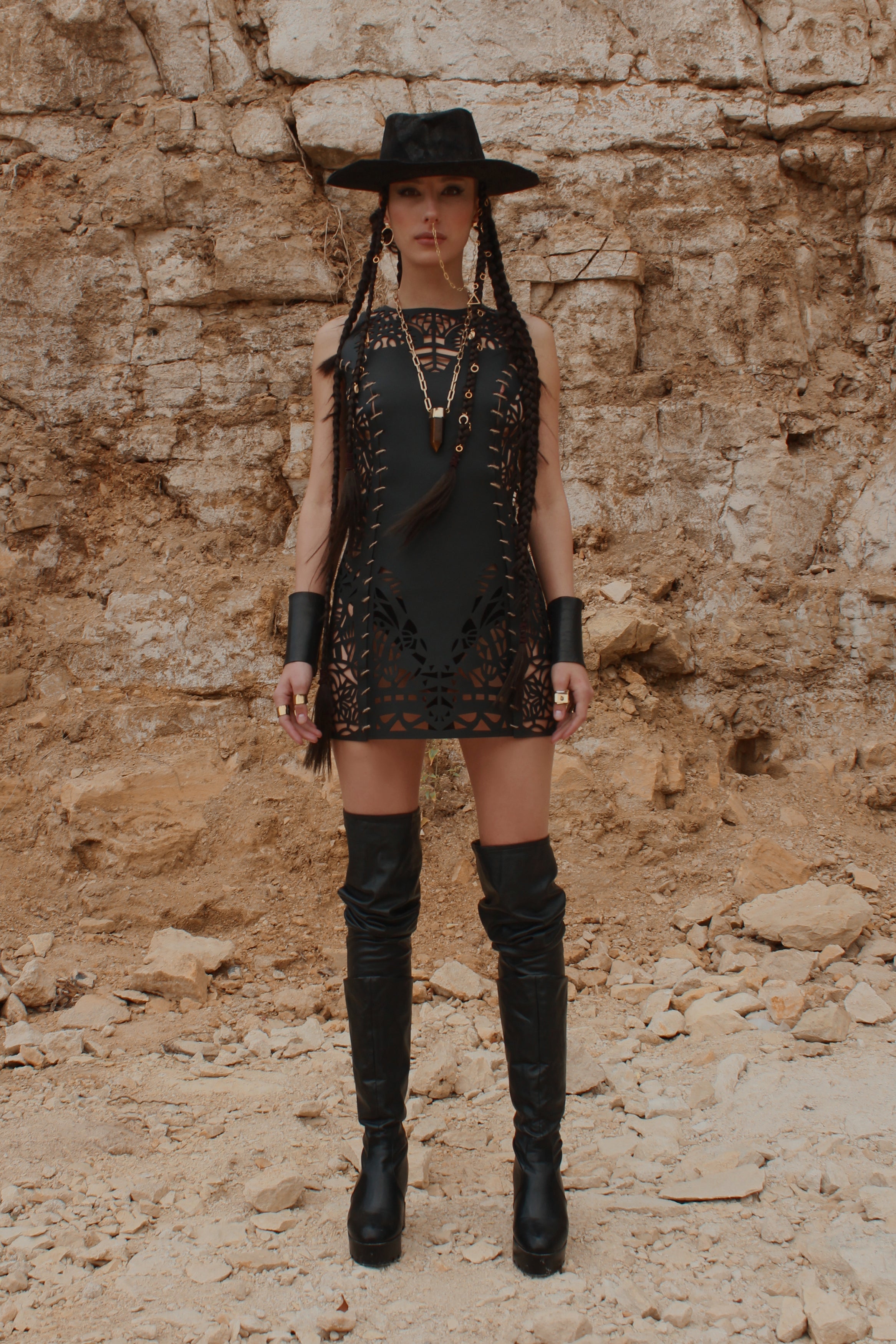 Carved Eco-leather dress