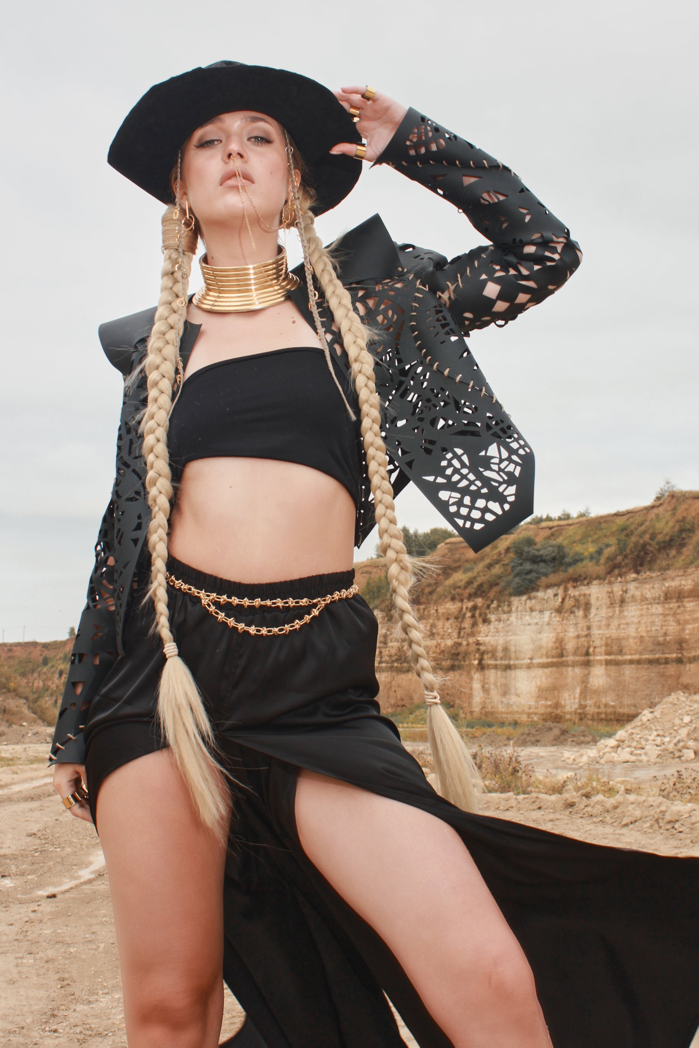Carved Faux Leather Jacket