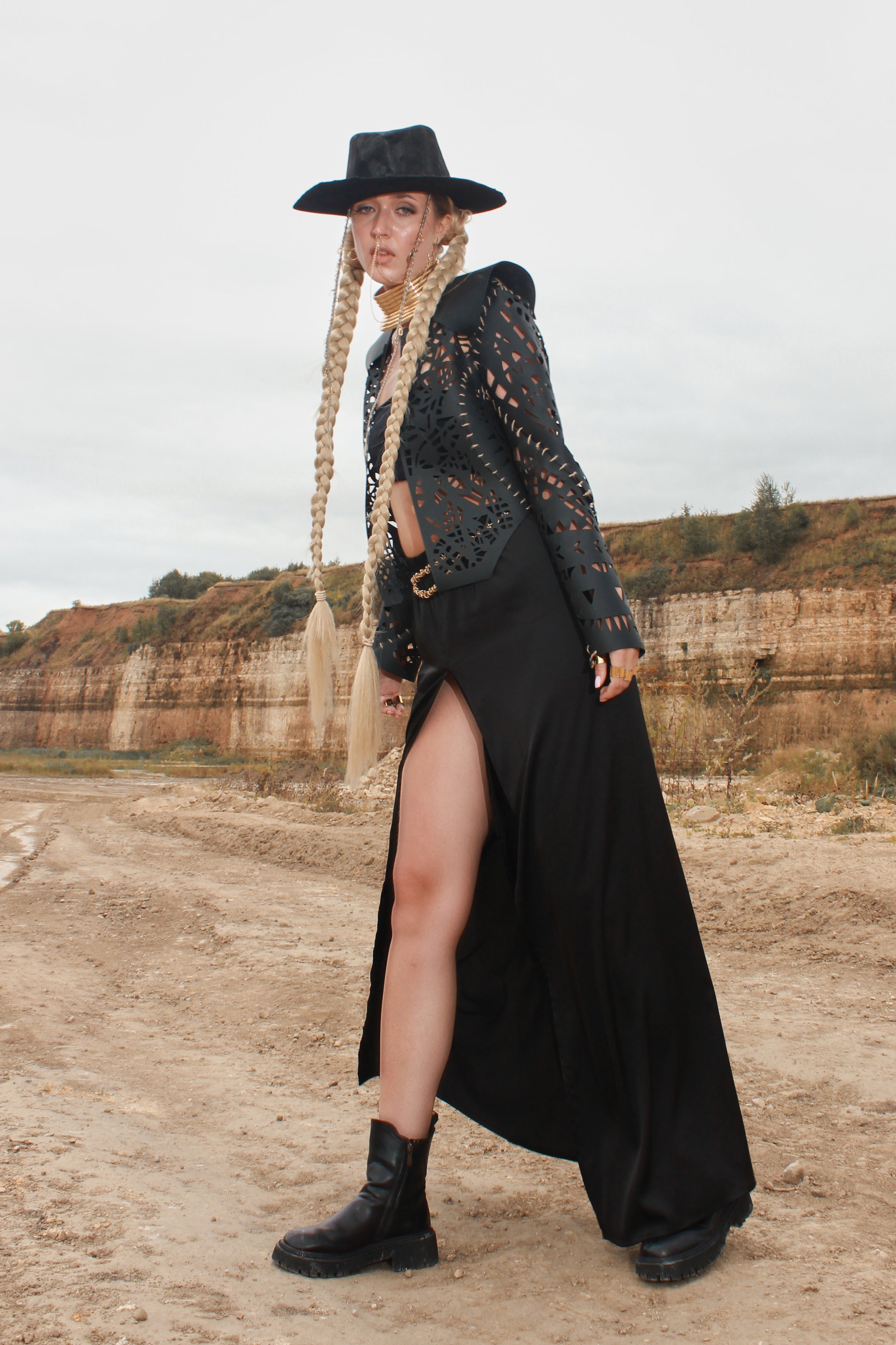 Carved Faux Leather Jacket
