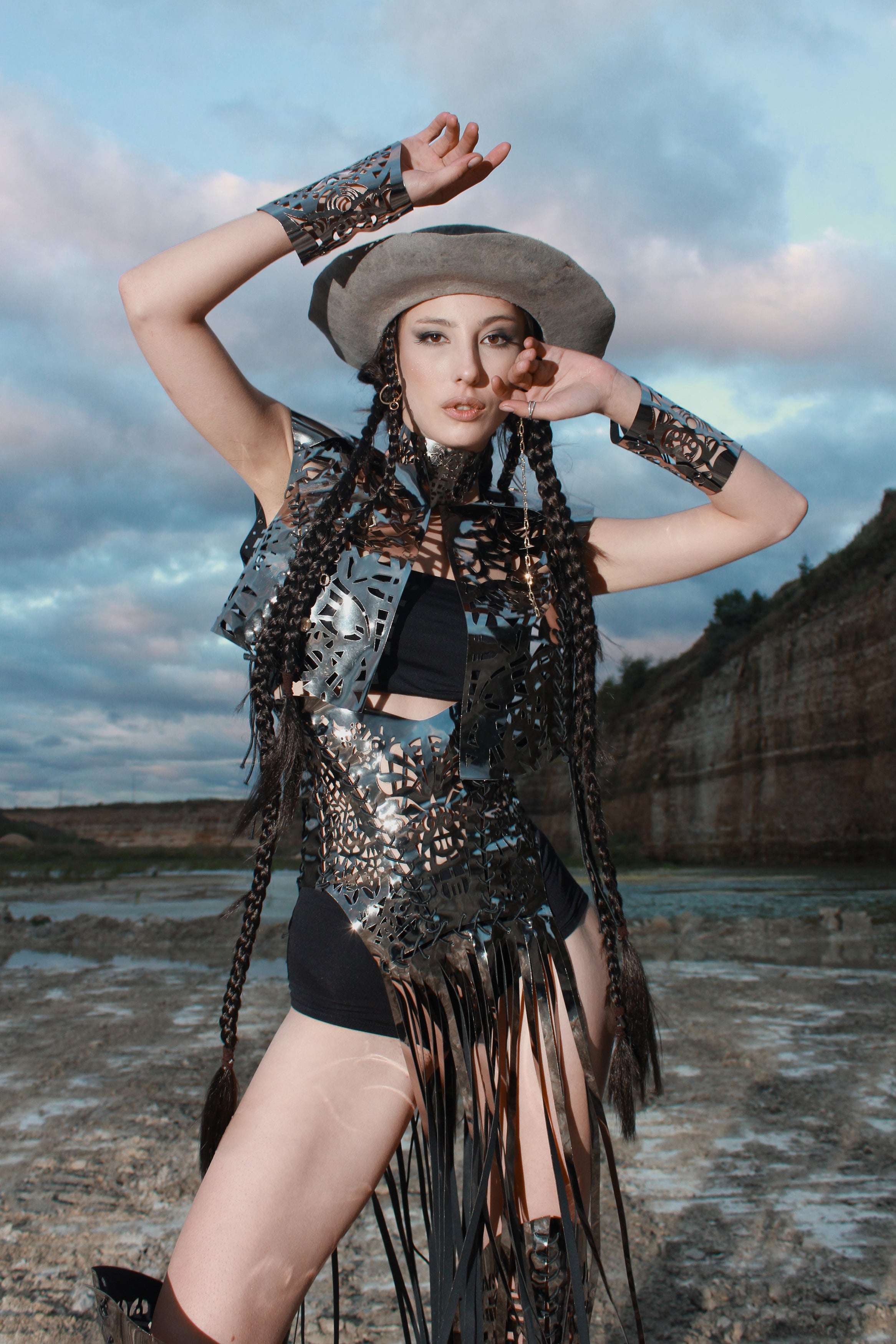 Mirror eco-leather vest