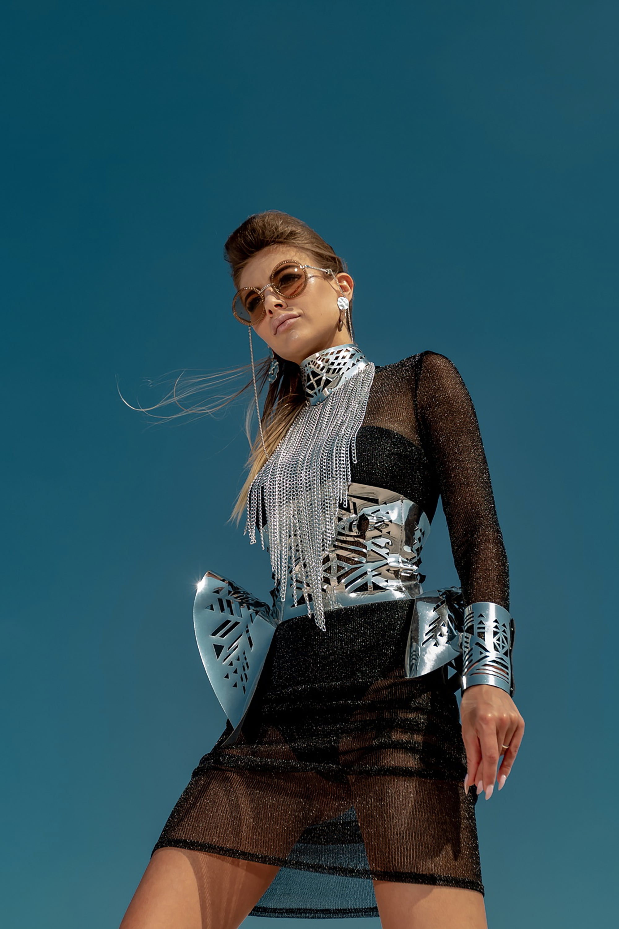 Set / Corset, choker, bracelets / GOLD